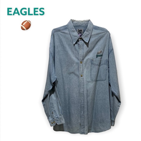 NFL Other - 🛑SOLD🛑 NFL DENIM BUTTON DOWN EAGLES LONG SLEEVE 2X LEE’S